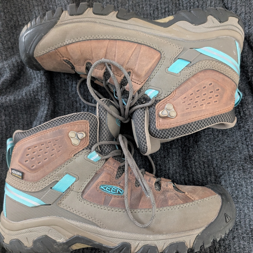 Keen Brown and Teal Trail Hiking Boots